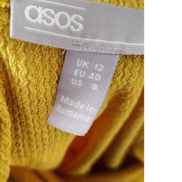 Asos Mustard Maternity Maxi Dress Long Sleeve Front Slit Size 8 Collared - Picture 5 of 7